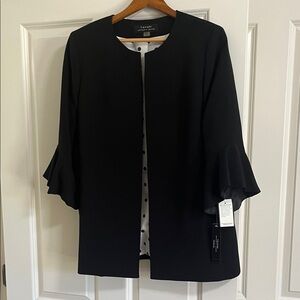 Tahari Black Ruffle Sleeve Jacket